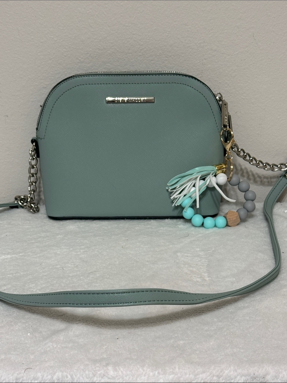 Steve Madden Mint Crossbody Shoulder Bag with Tassel Charm